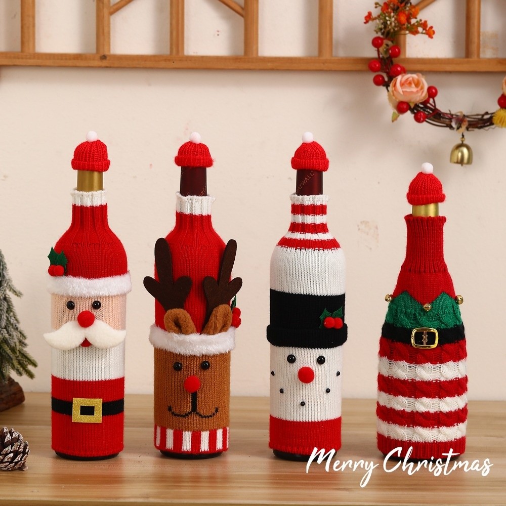 Wine Beer Hat - Knitted Wine Bottle Cover with Mini